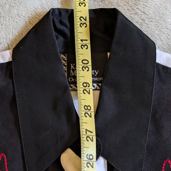 KAREN MCCARTY WESTERN BLOUSE S Small Women's Red White Black Button Up Design - Picture 6 of 9